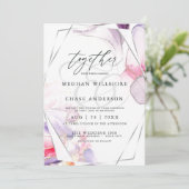 Elegant Crimson Roze en Lila Vloeibare Inkt Kaart (Staand voorkant)