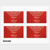 Elegant Crimson White Indian Paisley Wedding Rechthoekige Sticker (Vel)