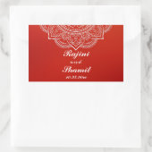 Elegant Crimson White Indian Paisley Wedding Rechthoekige Sticker (Tas)