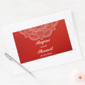 Elegant Crimson White Indian Paisley Wedding Rechthoekige Sticker (Envelop)