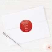 Elegant Crimson White Indian Paisley Wedding Ronde Sticker (Envelop)