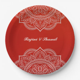 Elegant Crimson White Mandala Indian Hindu Wedding Papieren Bordje