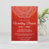 Elegant Crimson White Paisley Wedding Brunch Kaart (Staand voorkant)