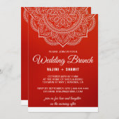 Elegant Crimson White Paisley Wedding Brunch Kaart (Voorkant / Achterkant)
