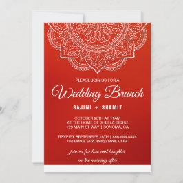 Elegant Crimson White Paisley Wedding Brunch Kaart