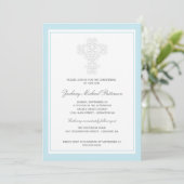 Elegant Cross Baby Christening Uitnodiging (Staand voorkant)