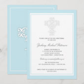 Elegant Cross Baby Christening Uitnodiging (Voorkant / Achterkant)
