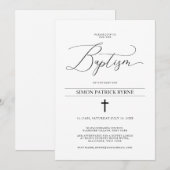 Elegant Cross Baptism Aankondiging Jongen of Meisj (Voorkant / Achterkant)