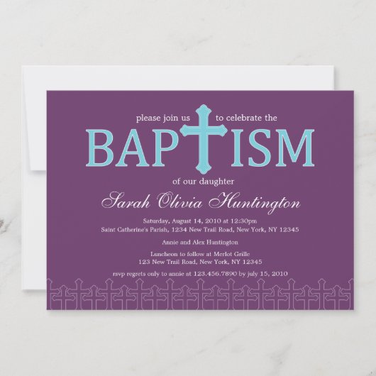 Elegant Cross Baptisme Invitation Kaart (Voorkant)