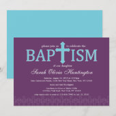 Elegant Cross Baptisme Invitation Kaart (Voorkant / Achterkant)