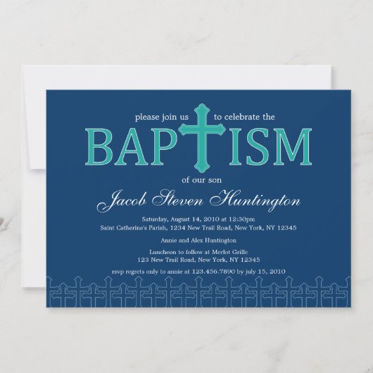Elegant Cross Baptisme Invitation Kaart (Voorkant)