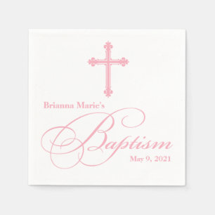 Elegant Cross Baptisme Personalized Napkin Servetten