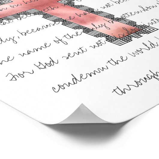 Elegant Cross Blush Pink Scripting Verse Poster (Hoek)