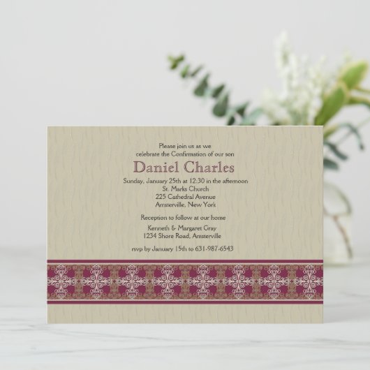 Elegant Cross Border Religieuze Uitnodiging (Staand voorkant)