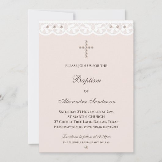 Elegant Cross Christening Christian Baptism Kaart (Voorkant)