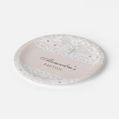 Elegant Cross Christening Christian Baptism Papieren Bordje (Gekanteld)