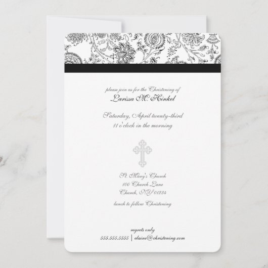 Elegant Cross Christening Uitnodigingen (Voorkant)