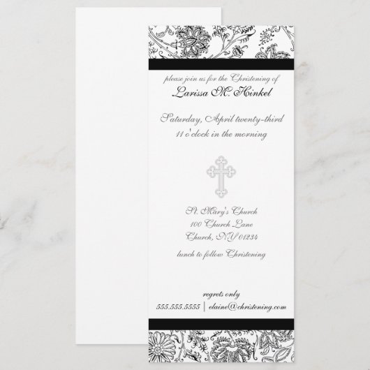 Elegant Cross Christening Uitnodigingen (Voorkant / Achterkant)