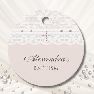 Elegant Cross Christian Baptism Thank You  Bedankjes Labels