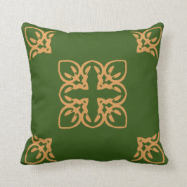 Elegant Cross Damask Motief Groen Goud Kussen