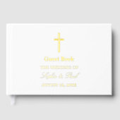 Elegant Cross Echte Folie Witte bruiloft gastenboe Gastenboek (Voorkant)