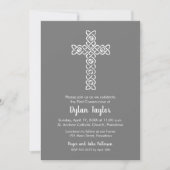 Elegant Cross First Communion Grey Invitations (Voorkant)