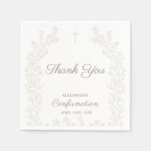 Elegant Cross Floral Confirmation Thank You Servet (Voorkant)