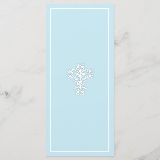 Elegant Cross in Blue Menu Page Rack Card (Achterkant)