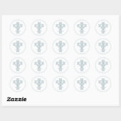 Elegant Cross in Blue Ronde Sticker (Vel)