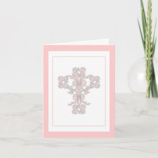 Elegant Cross in Pink en White Hartelijk dank Bedankkaart (Voorkant)
