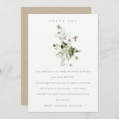 Elegant Cross Paarse Wildflower Baptisme Bedankkaart (Voorkant / Achterkant)