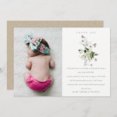 Elegant Cross Paarse Wildflower Baptisme Bedankkaart (Voorkant / Achterkant)