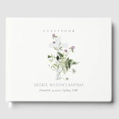 Elegant Cross Paarse Wildflower Baptisme Gastenboek (Voorkant)