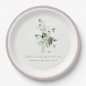 Elegant Cross Paarse Wildflower Baptisme Papieren Bordje (Voorkant)