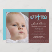 Elegant Cross Photo Baptisme Invitation Kaart (Voorkant / Achterkant)