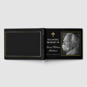 Elegant Cross Photo Black Bereavement | Begrafenis Gastenboek (Volledig)