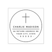 Elegant cross round lijst Christelijk retouradres Rubberstempel (Afrduk)