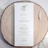 Elegant Cross Sage Botanical Watercolor Baptism Menu