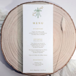 Elegant Cross Sage Botanical Watercolor Baptism Menu