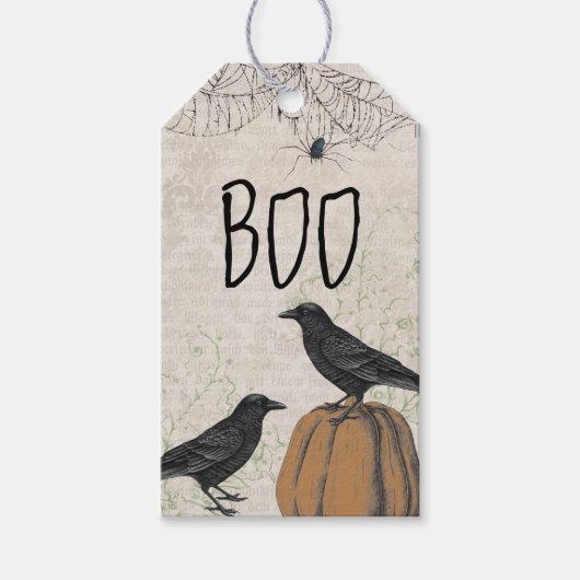 Elegant Crow Halloween Favor Cadeaulabel (Voorkant)