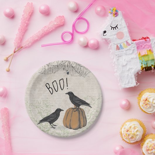 Elegant Crow Halloween Papieren Bordje (Feest)