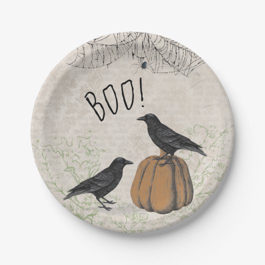 Elegant Crow Halloween Papieren Bordje (Voorkant)