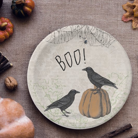 Elegant Crow Halloween Papieren Bordje
