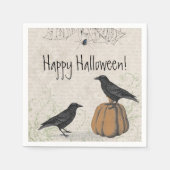 Elegant Crow Happy Halloween Servet (Voorkant)