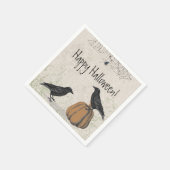 Elegant Crow Happy Halloween Servet (Hoek)