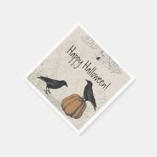 Elegant Crow Happy Halloween Servet (Hoek)