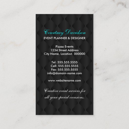 Elegant Crown Filigree en Tuft Fabric Visitekaartje (Achterkant)