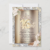 Elegant Crown Flowers Sparkle Glitter Sweet 16 Kaart (Voorkant)