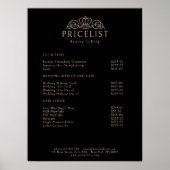 Elegant Crown Logo Black Beige Salon Price List Poster (Voorkant)