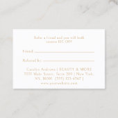 Elegant Crown Logo Salon Black Beige Aanbevelingskaartje (Achterkant)